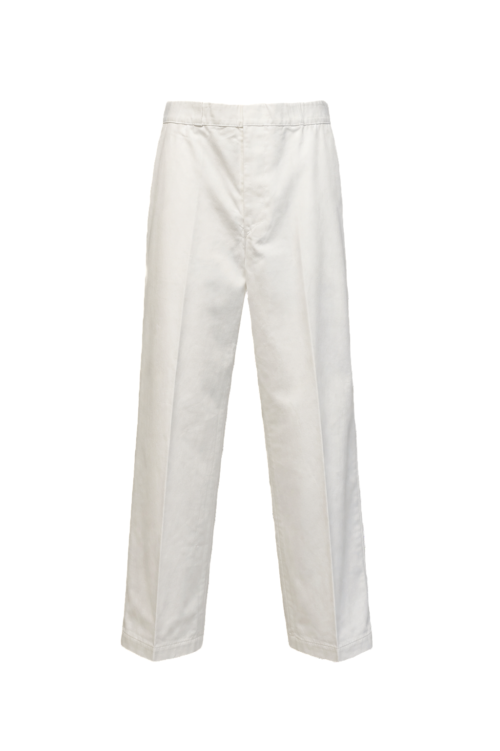 1980s White Cotton Blend Trousers - Front View