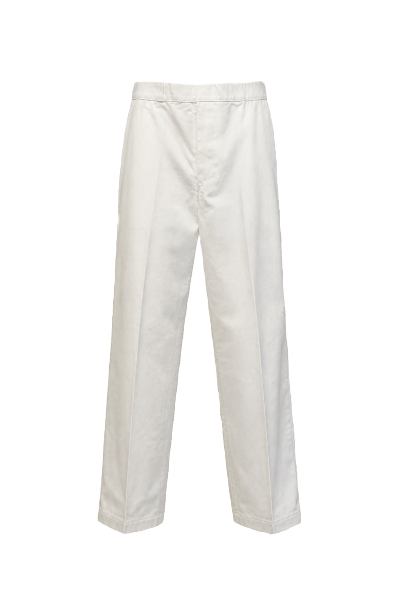1980s White Cotton Blend Trousers - Front View