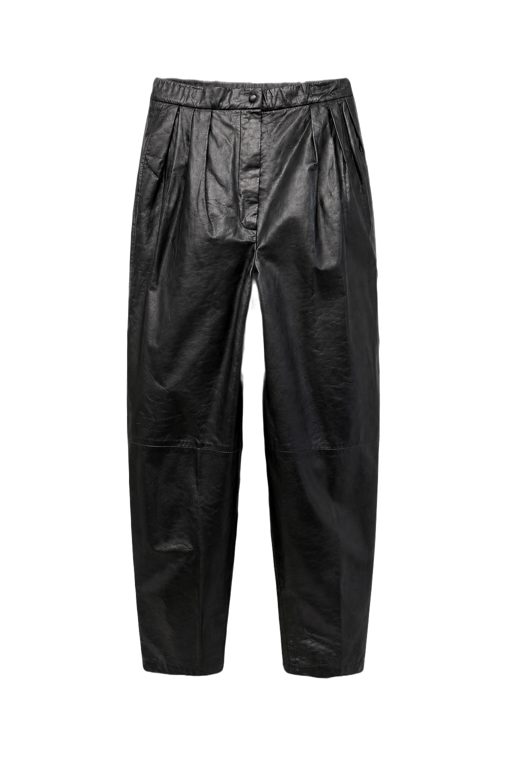 1980s Black Leather Pants - Front View