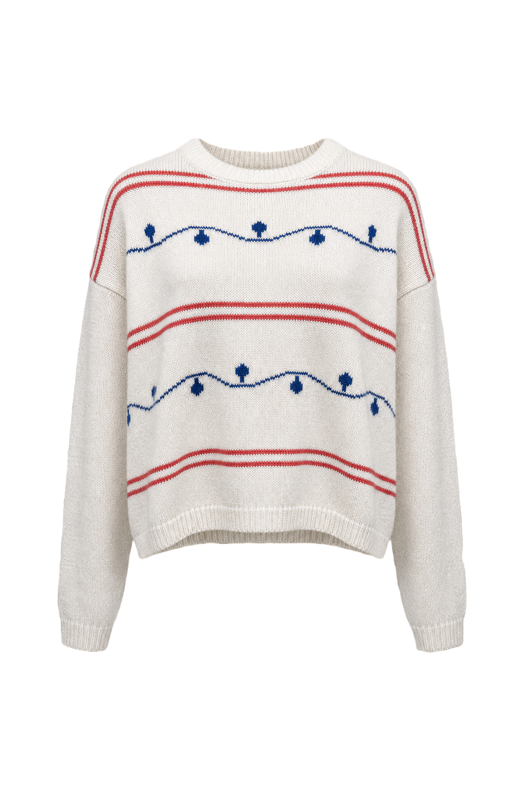 1980s Cream White Wool Blend Sweater - Front View