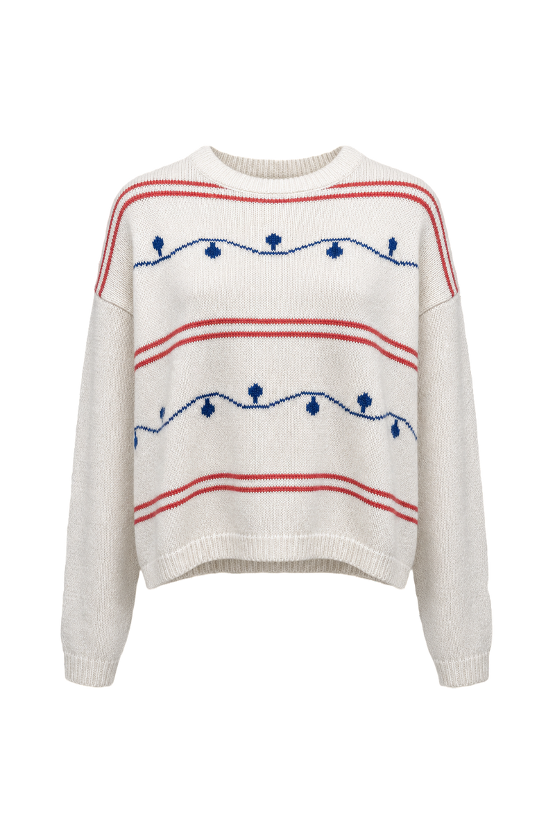 1980s Cream White Wool Blend Sweater - Front View