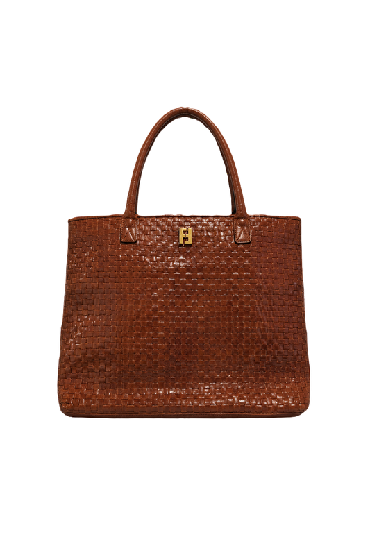 1980s Brown Leather Bag - Front View