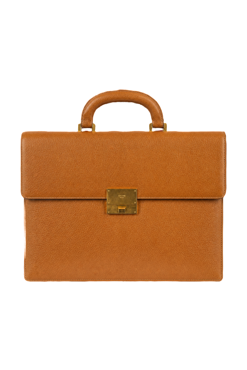 1980s Tan Leather Bag - Front View