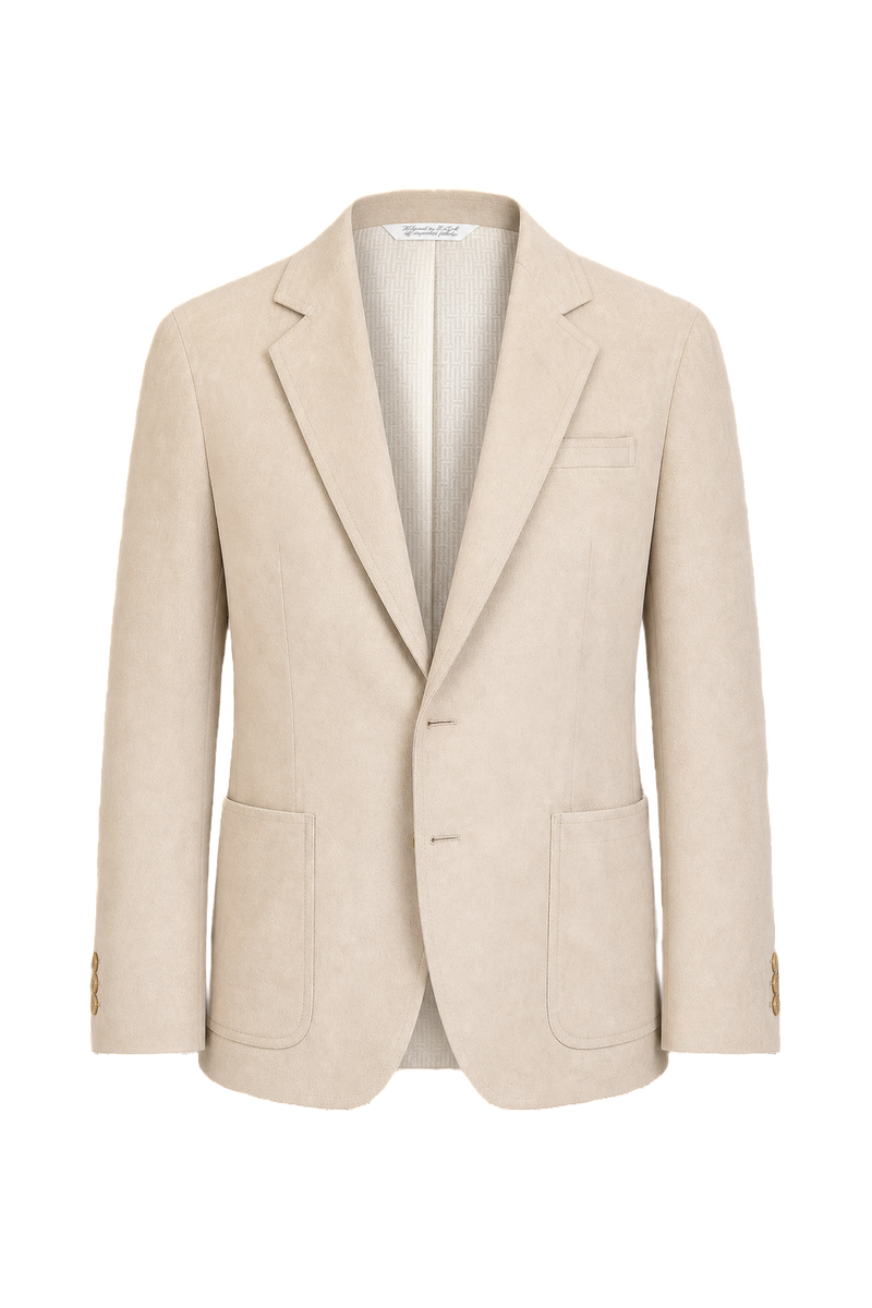 1980s Cream Wool Blend Blazer - Front View