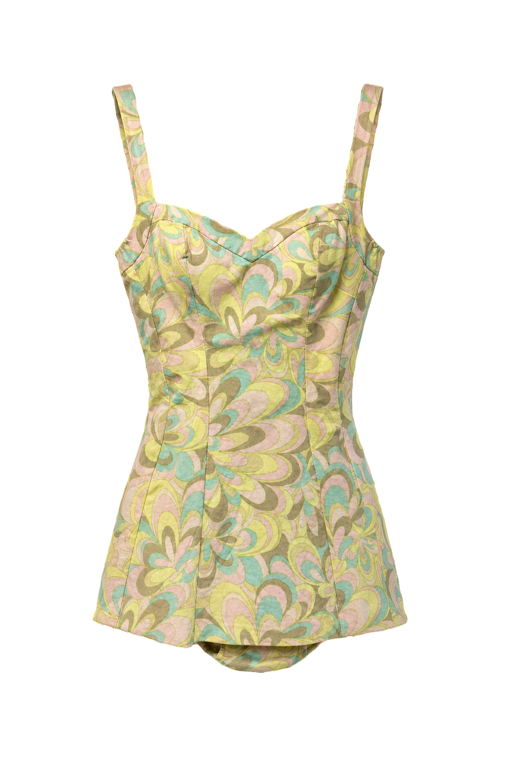 1960s Pastel Green Cotton Blend Tank Top - Front View