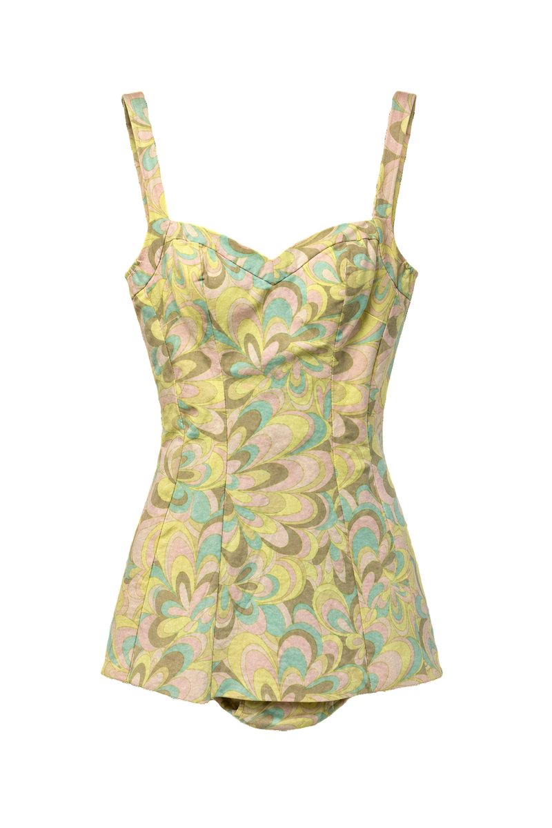 1960s Pastel Green Cotton Blend Tank Top - Front View