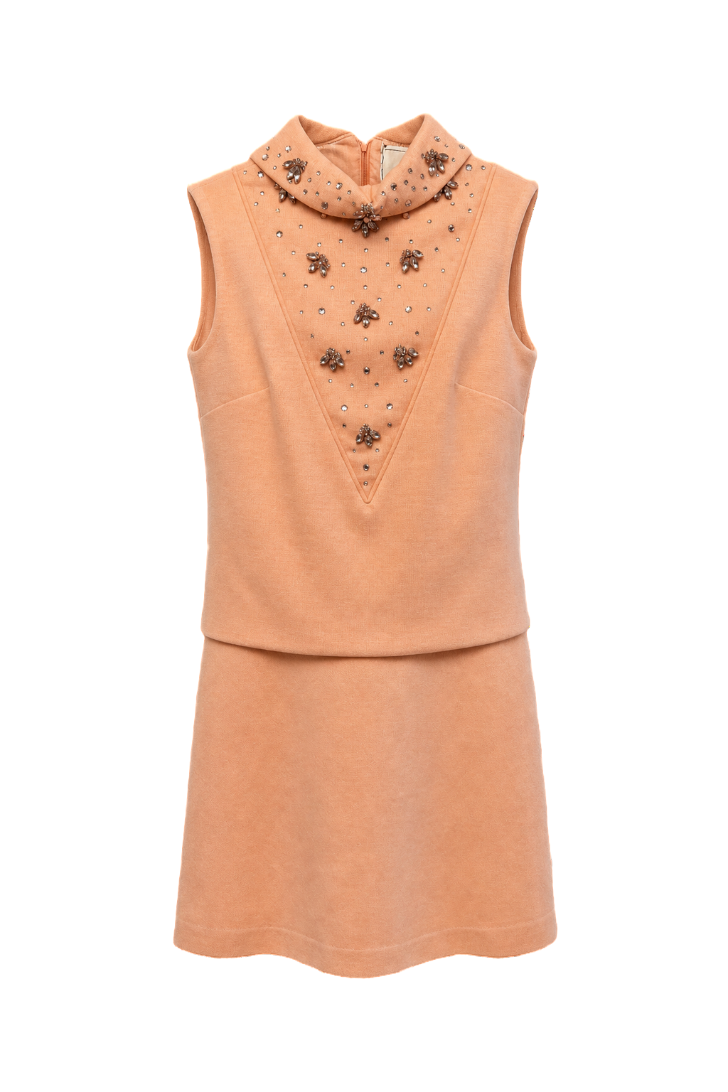 1960s Peach Wool Blend Dress - Front View