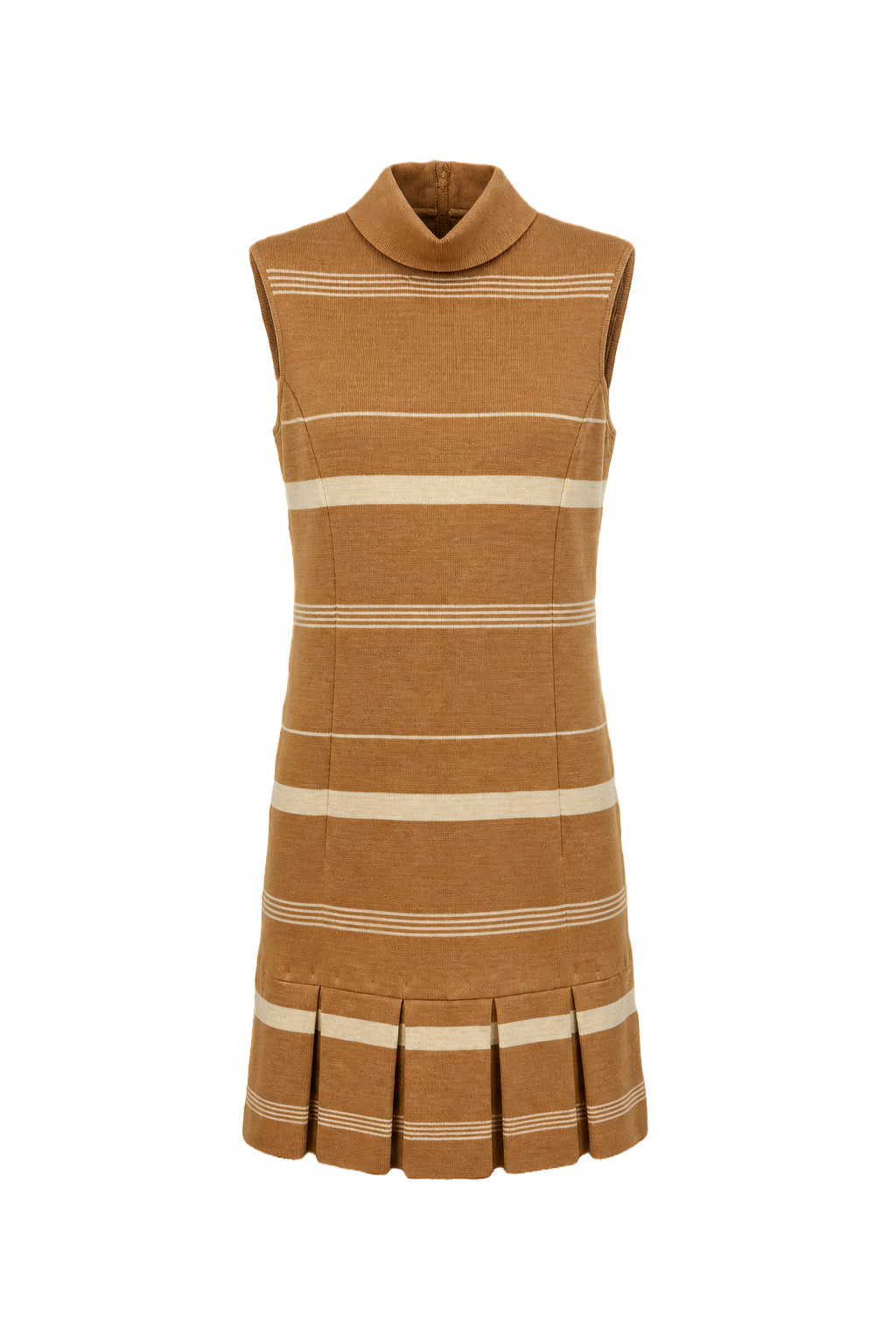 1960s Camel Wool Blend Shift Dress - Front View