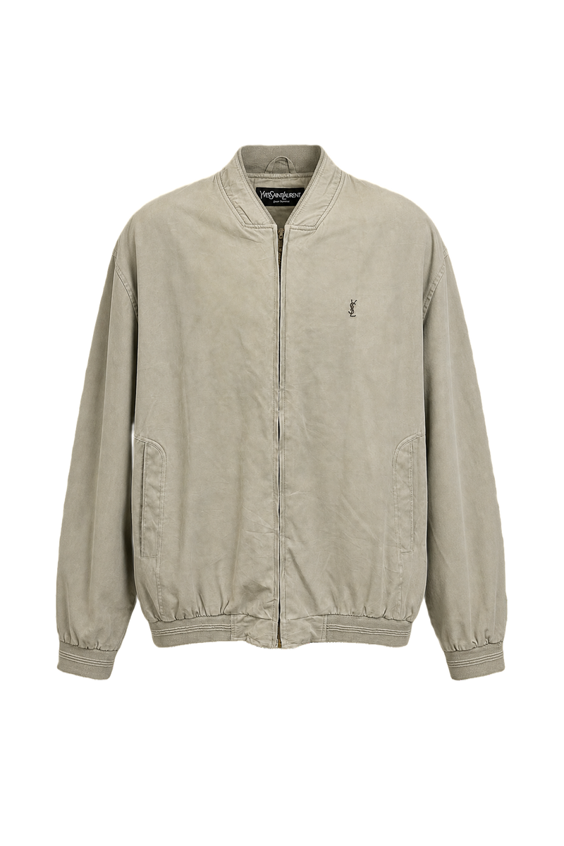 1980s Light Khaki Cotton Jacket - Front View