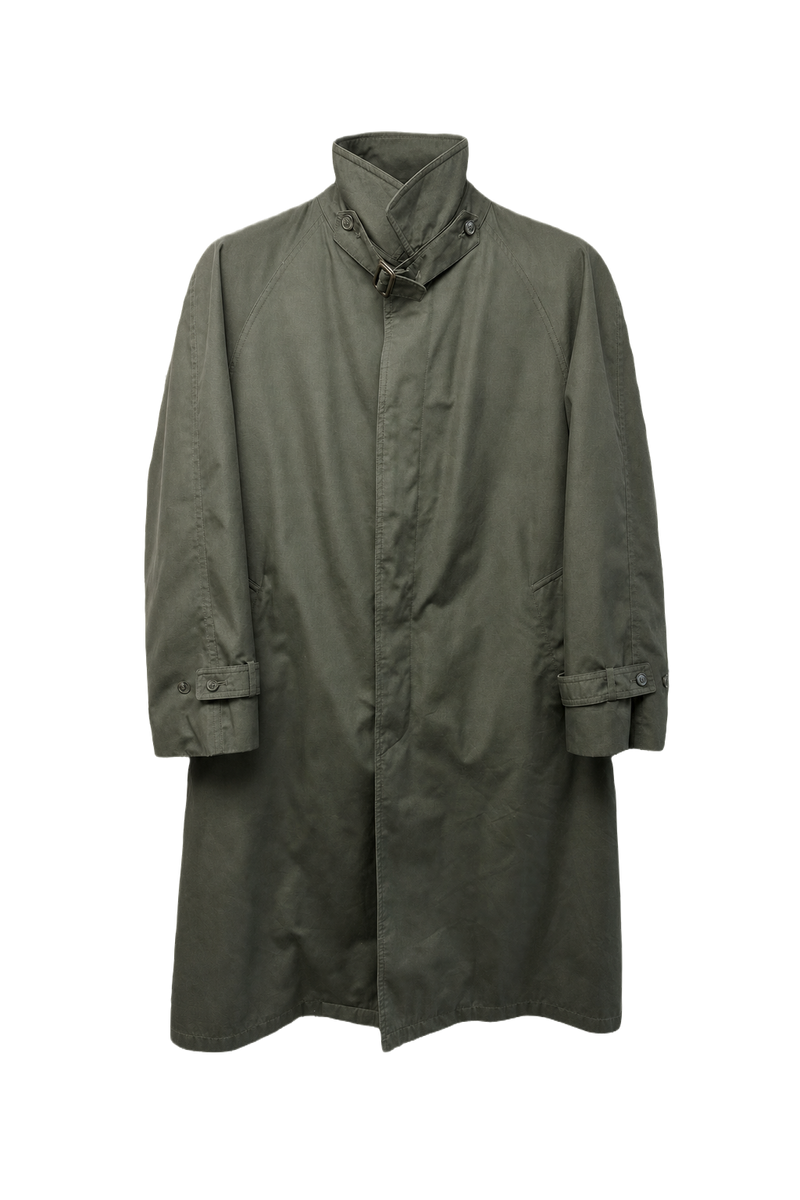 1980s Olive Green Cotton Coat - Front View