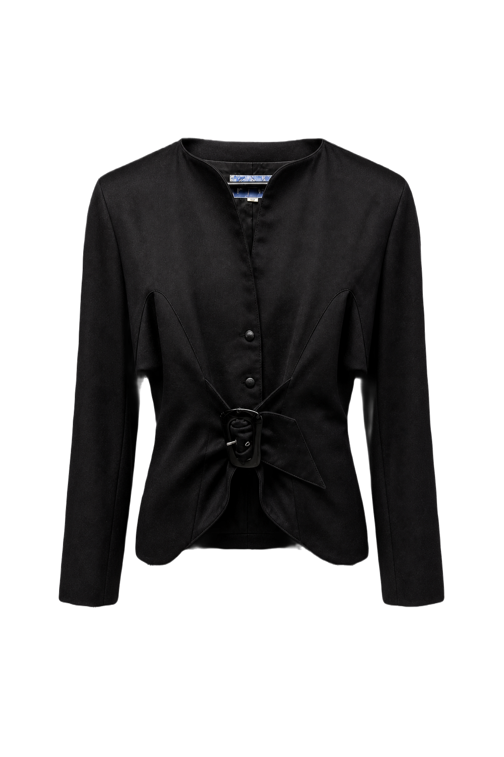 1990s Black Wool Blend Jacket - Front View