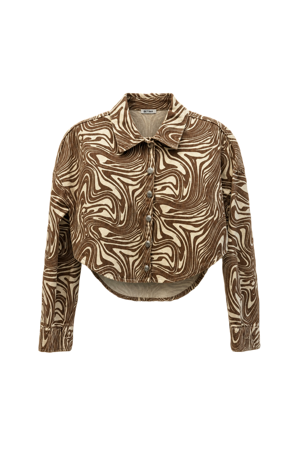 1990s Brown Cream Cotton Blend Shirt - Front View