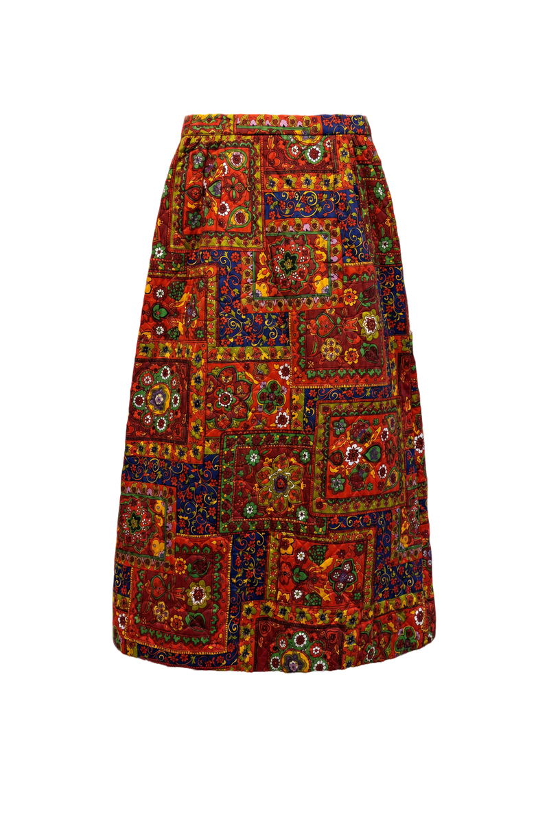 1970s Red Cotton Skirt - Front View