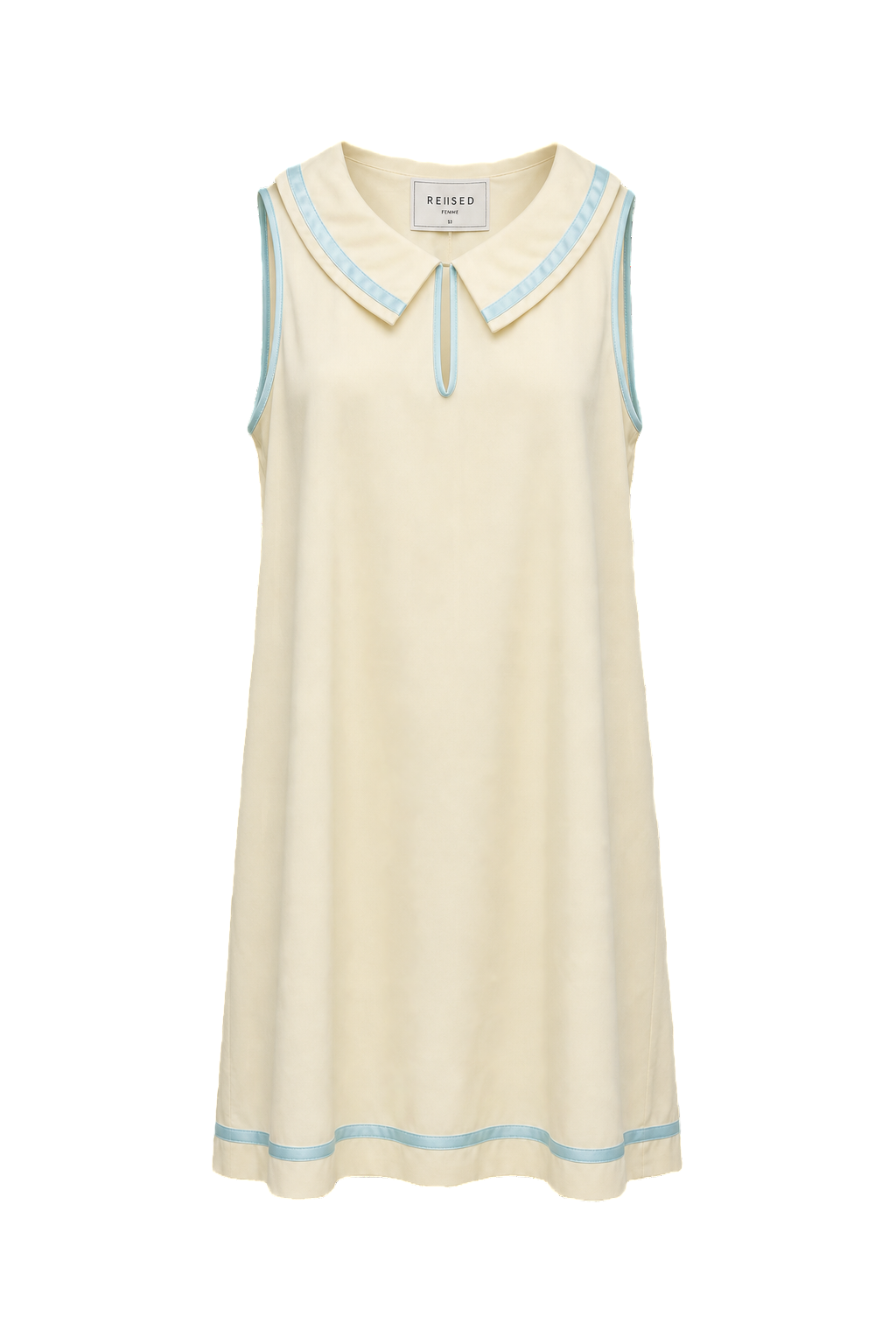 1960s Cream Polyester Shift Dress - Front View
