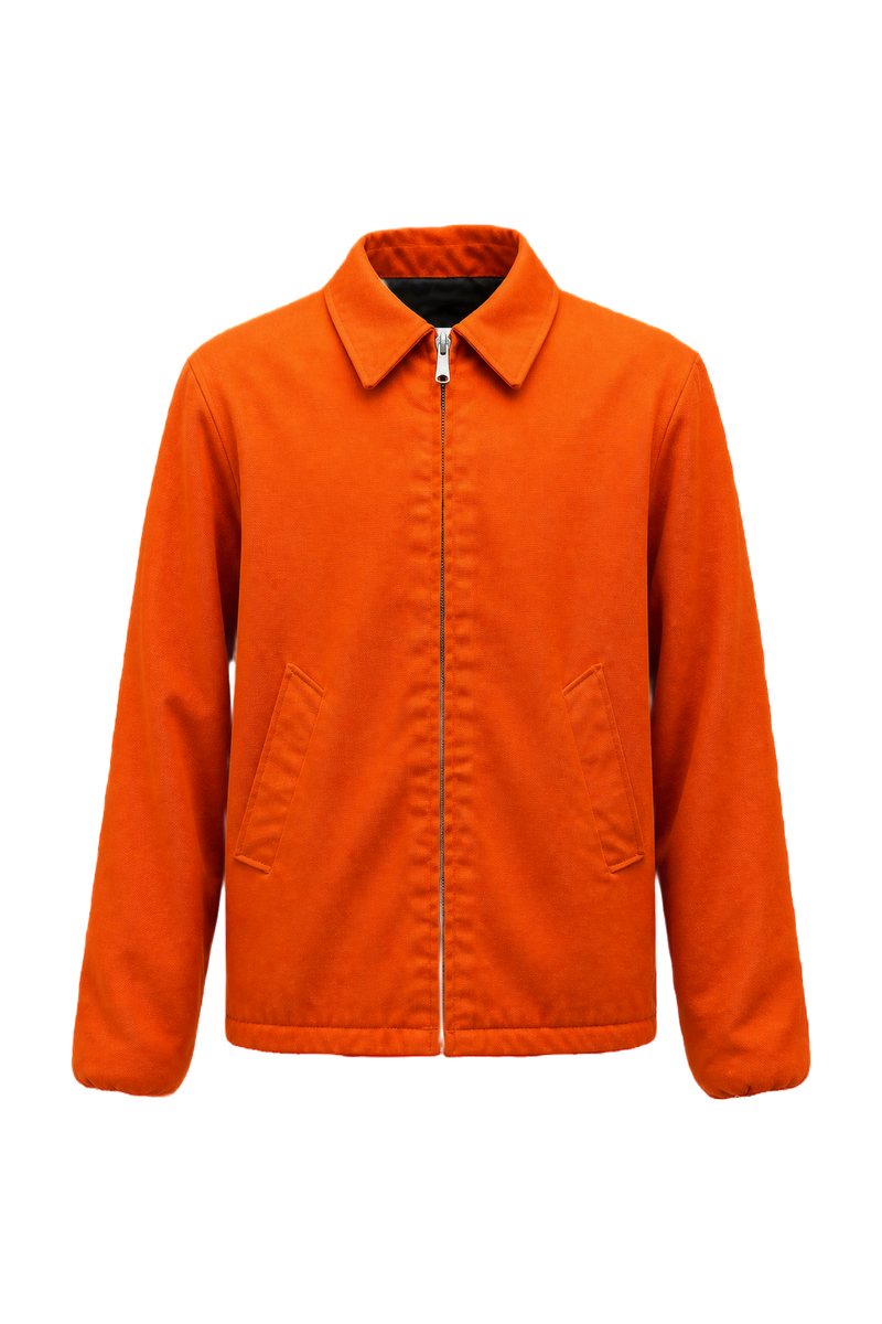1990s Bright Orange Cotton Blend Jacket - Front View