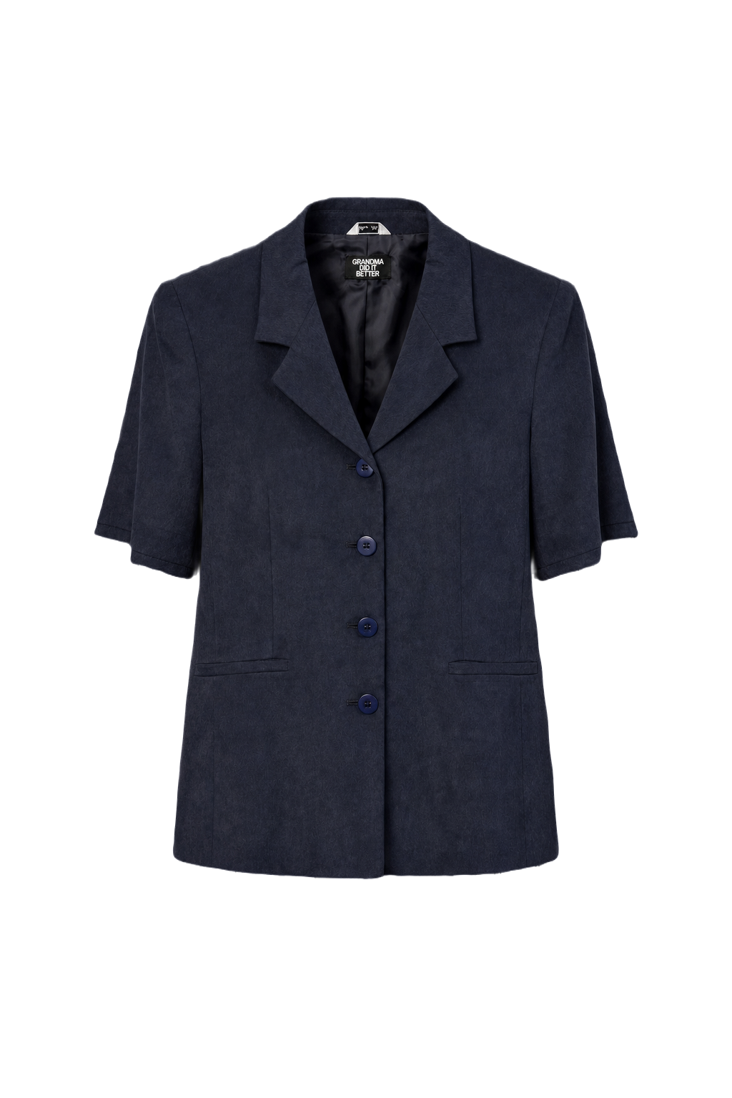 1980s Navy Blue Wool Blend Blazer - Front View