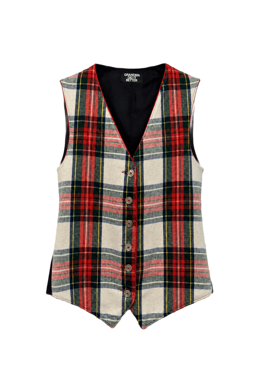 1970s Red Cotton Blend Vest - Front View