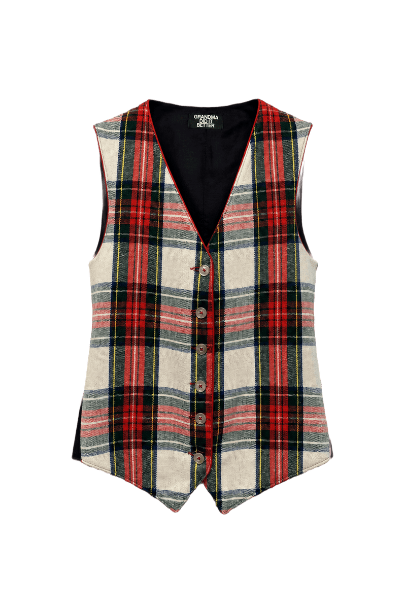 1970s Red Cotton Blend Vest - Front View