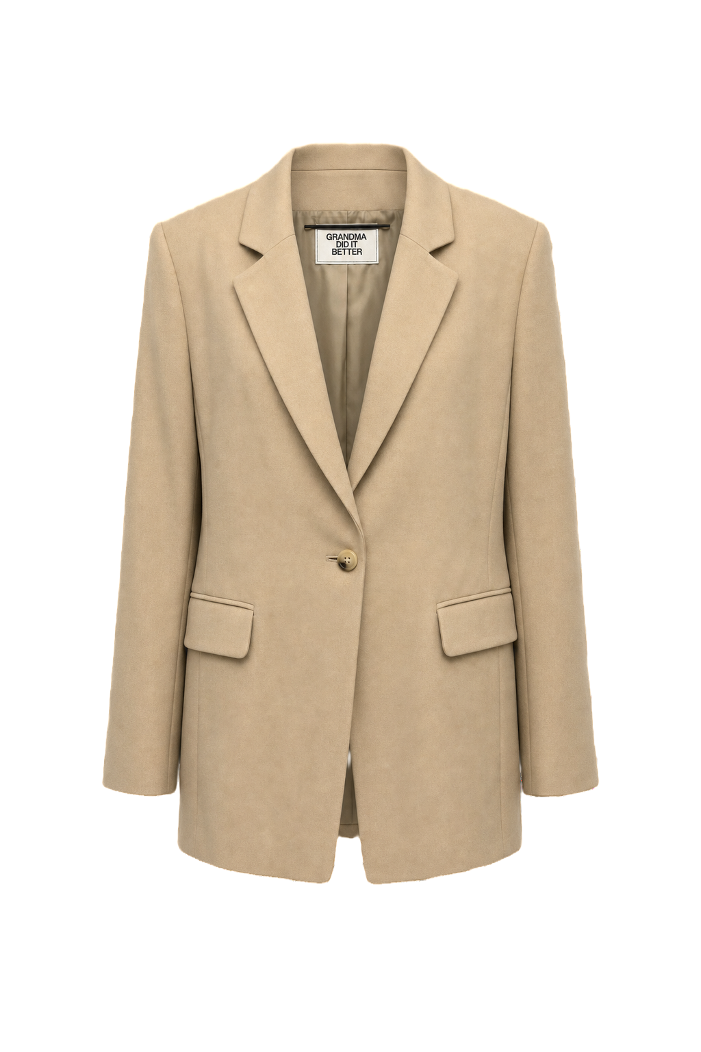 1980s Camel Wool Blend Blazer - Front View