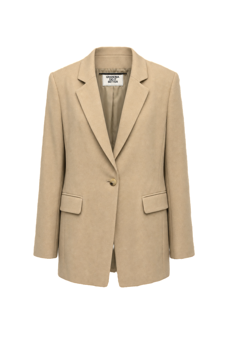 1980s Camel Wool Blend Blazer - Front View