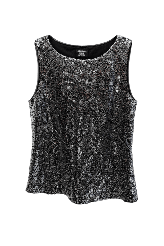 1980s Silver Sequin Blouse - Front View