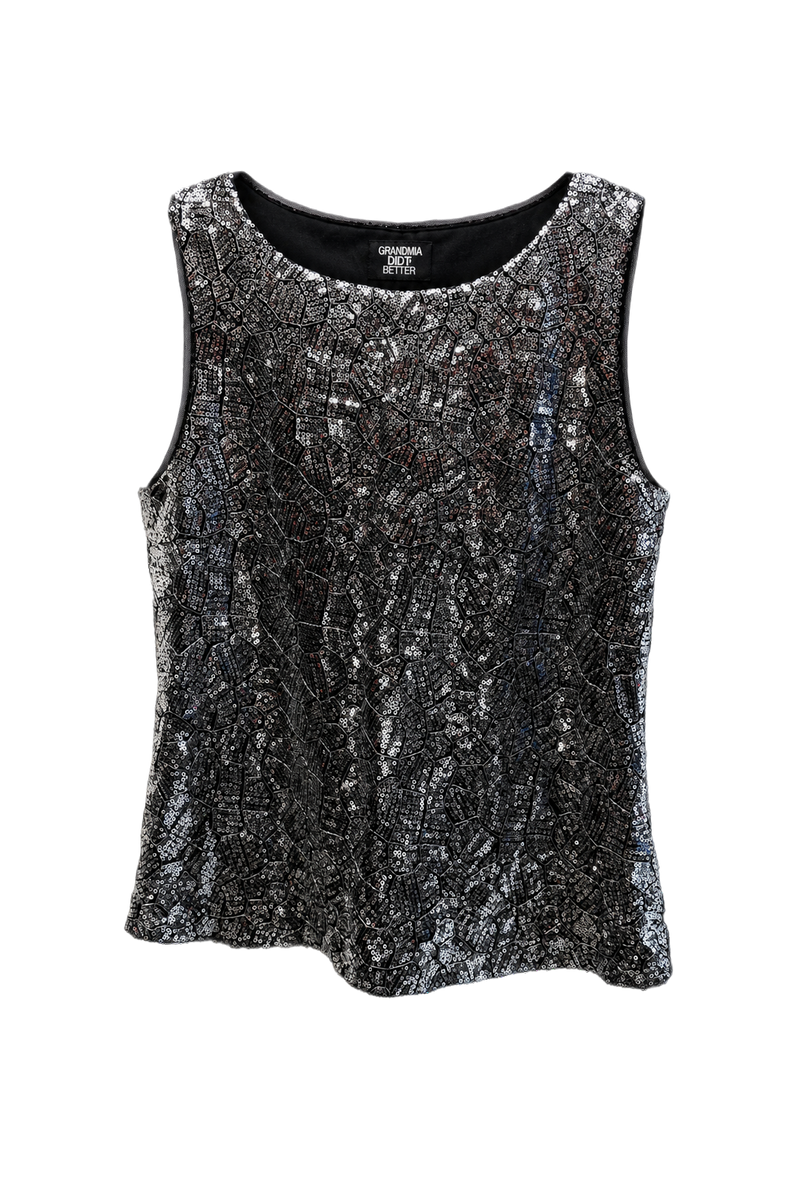 1980s Silver Sequin Blouse - Front View