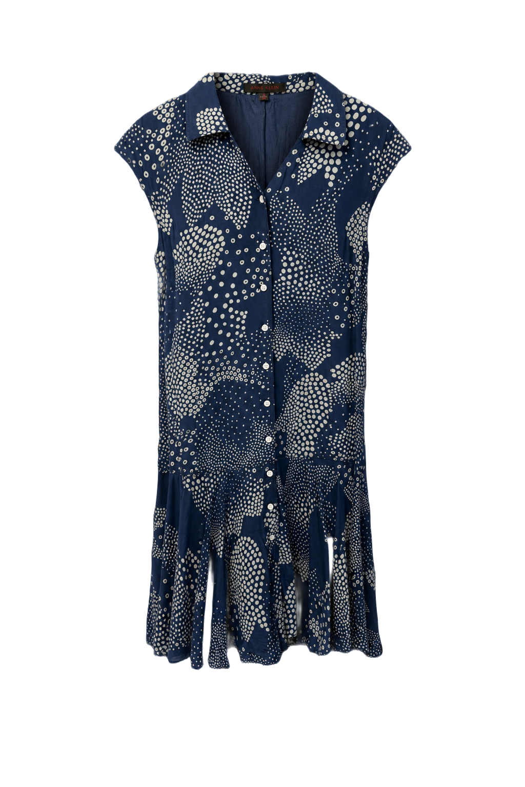 1990s Navy Blue Cotton Blend Dress - Front View