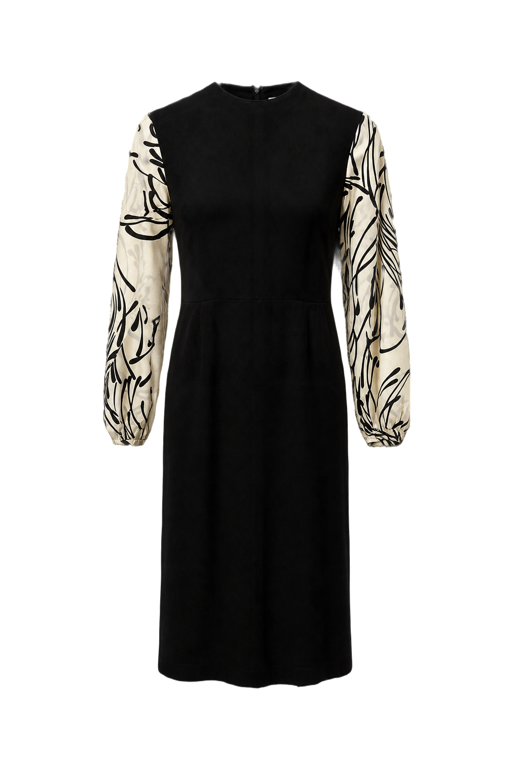 1980s Black Silk Blend Dress - Front View