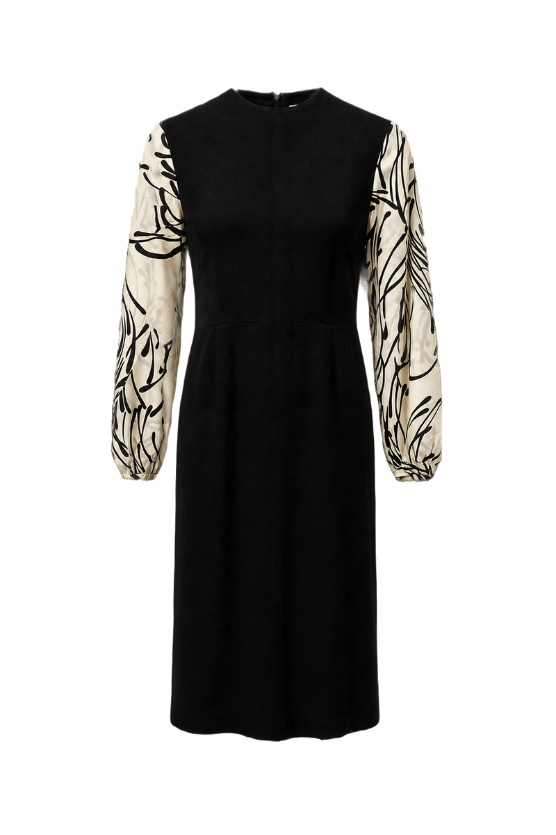 1980s Black Silk Blend Dress - Front View
