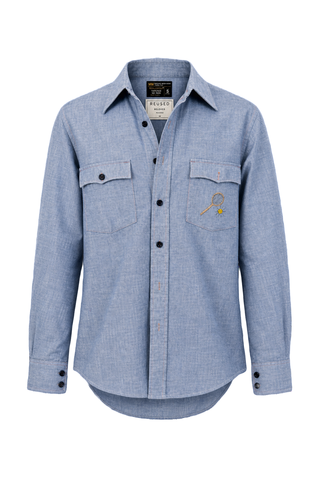 1970s Light Blue Cotton Shirt - Front View