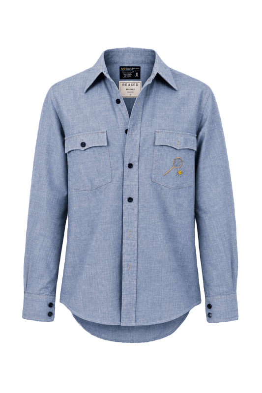 1970s Light Blue Cotton Shirt - Front View