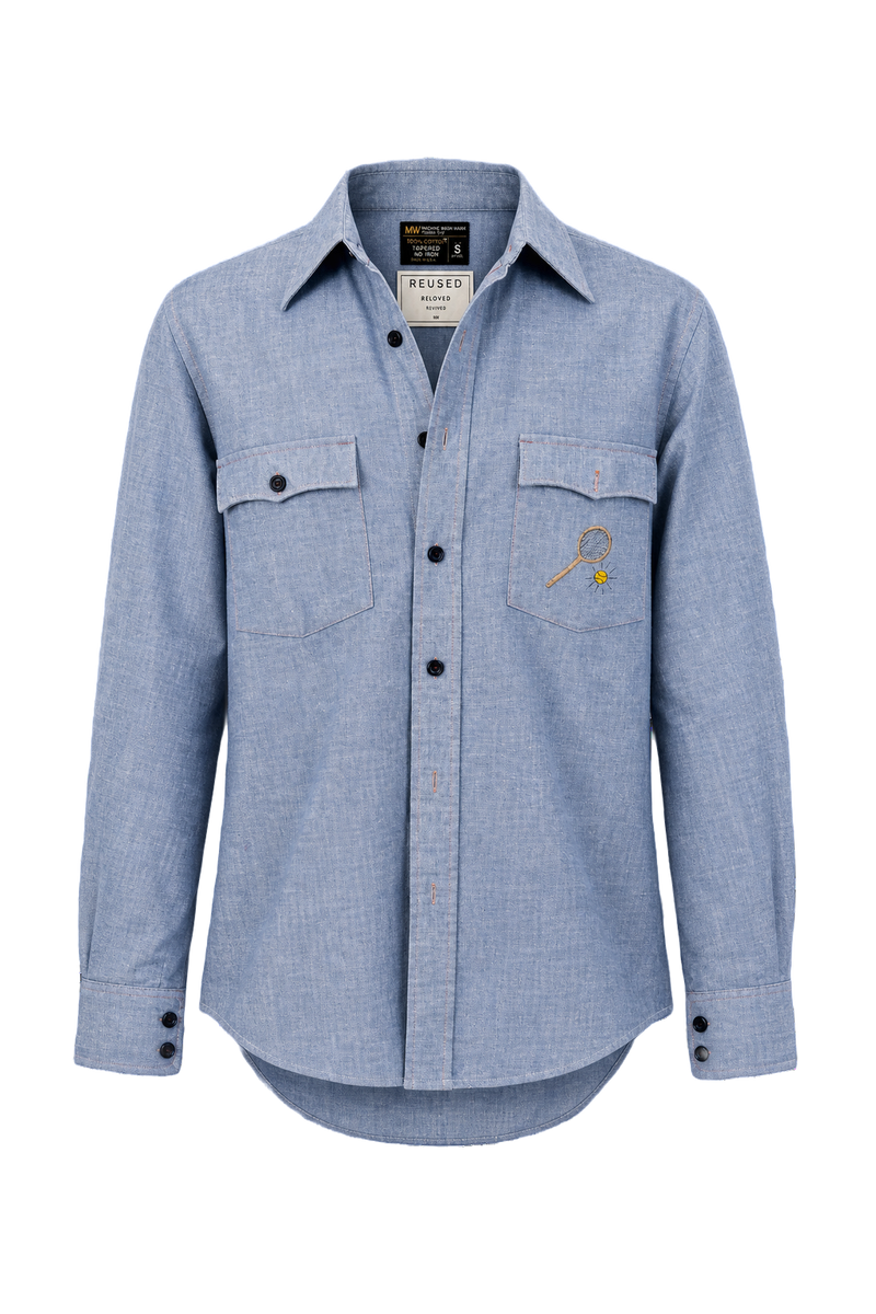 1970s Light Blue Cotton Shirt - Front View