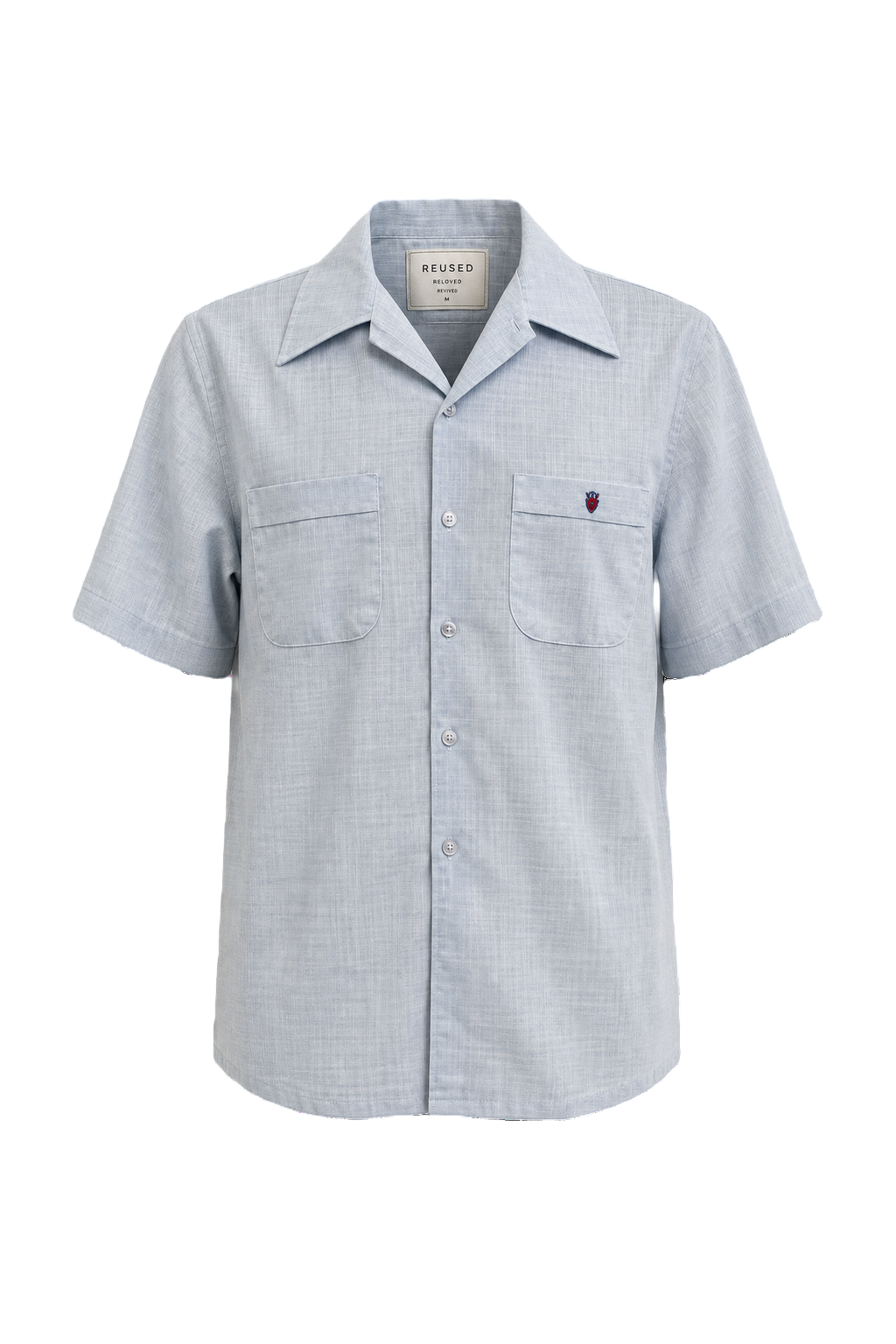 1970s Light Blue Cotton Shirt - Front View