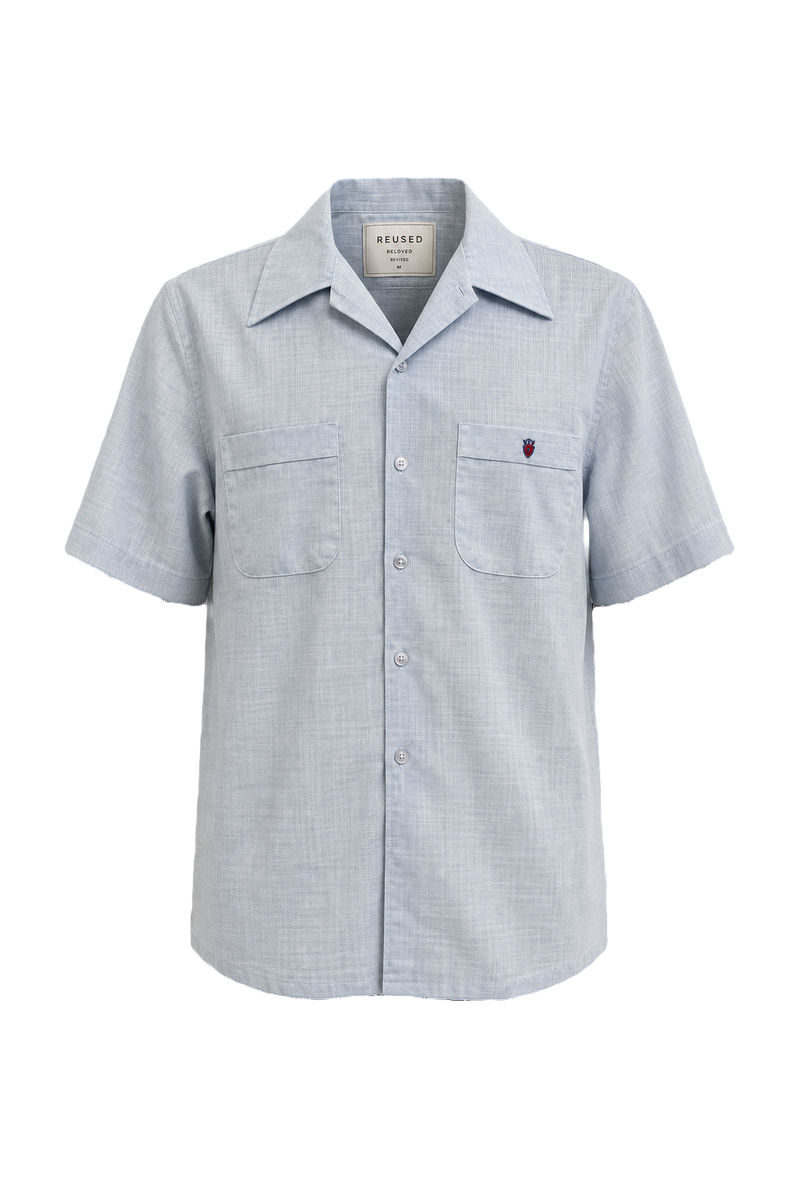 1970s Light Blue Cotton Shirt - Front View