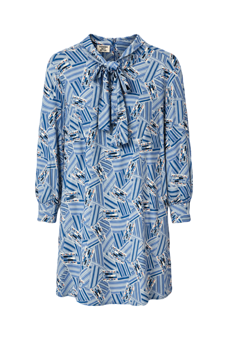 1960s Blue Polyester Dress - Front View