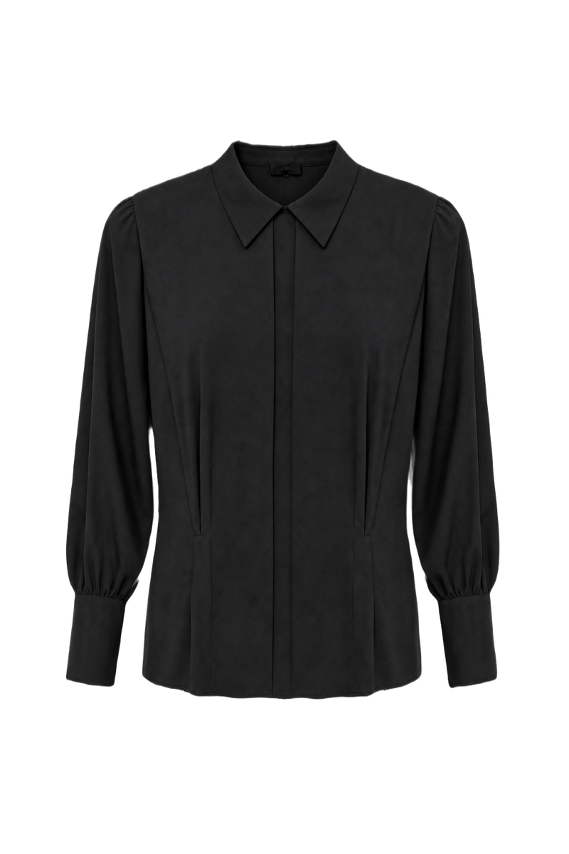 1920s Black Silk Blouse - Front View
