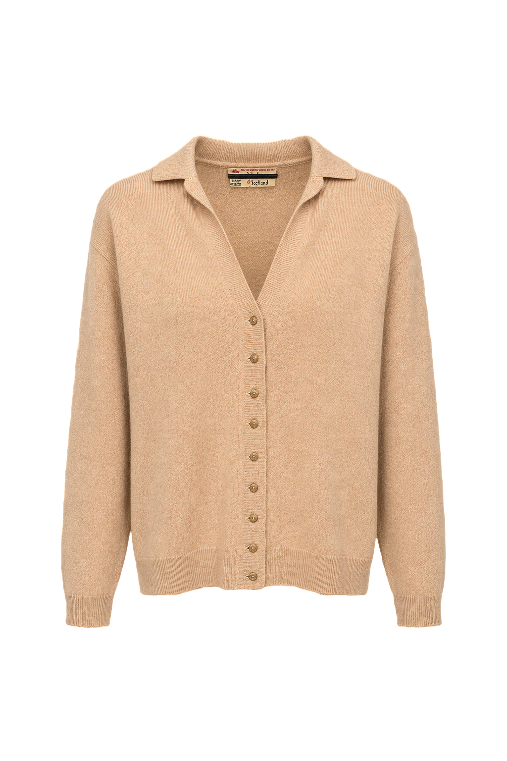 1920s Light Tan Wool Blend Cardigan - Front View
