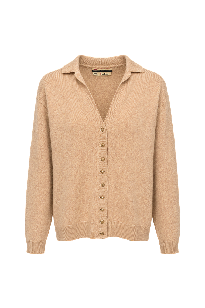 1920s Light Tan Wool Blend Cardigan - Front View