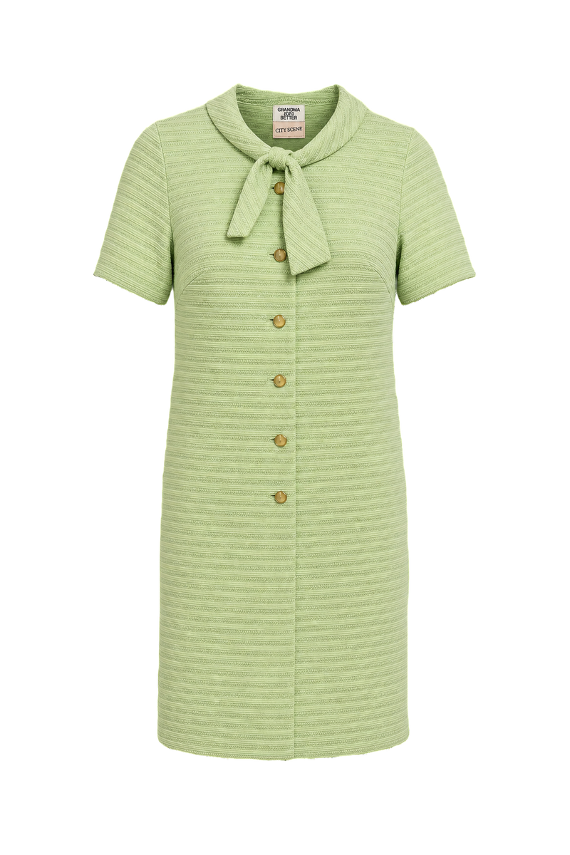 1960s Mint Green Polyester Blend Shift Dress - Front View