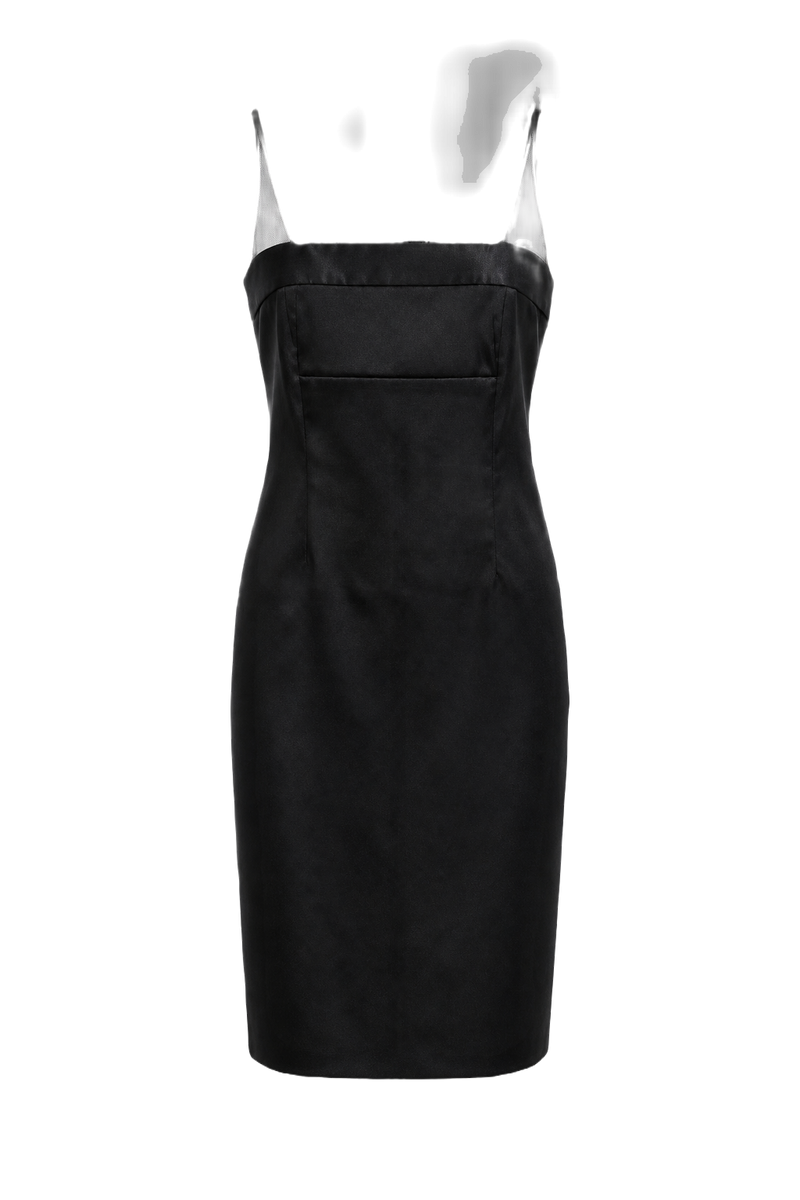 1990s Black Silk Slip Dress - Front View