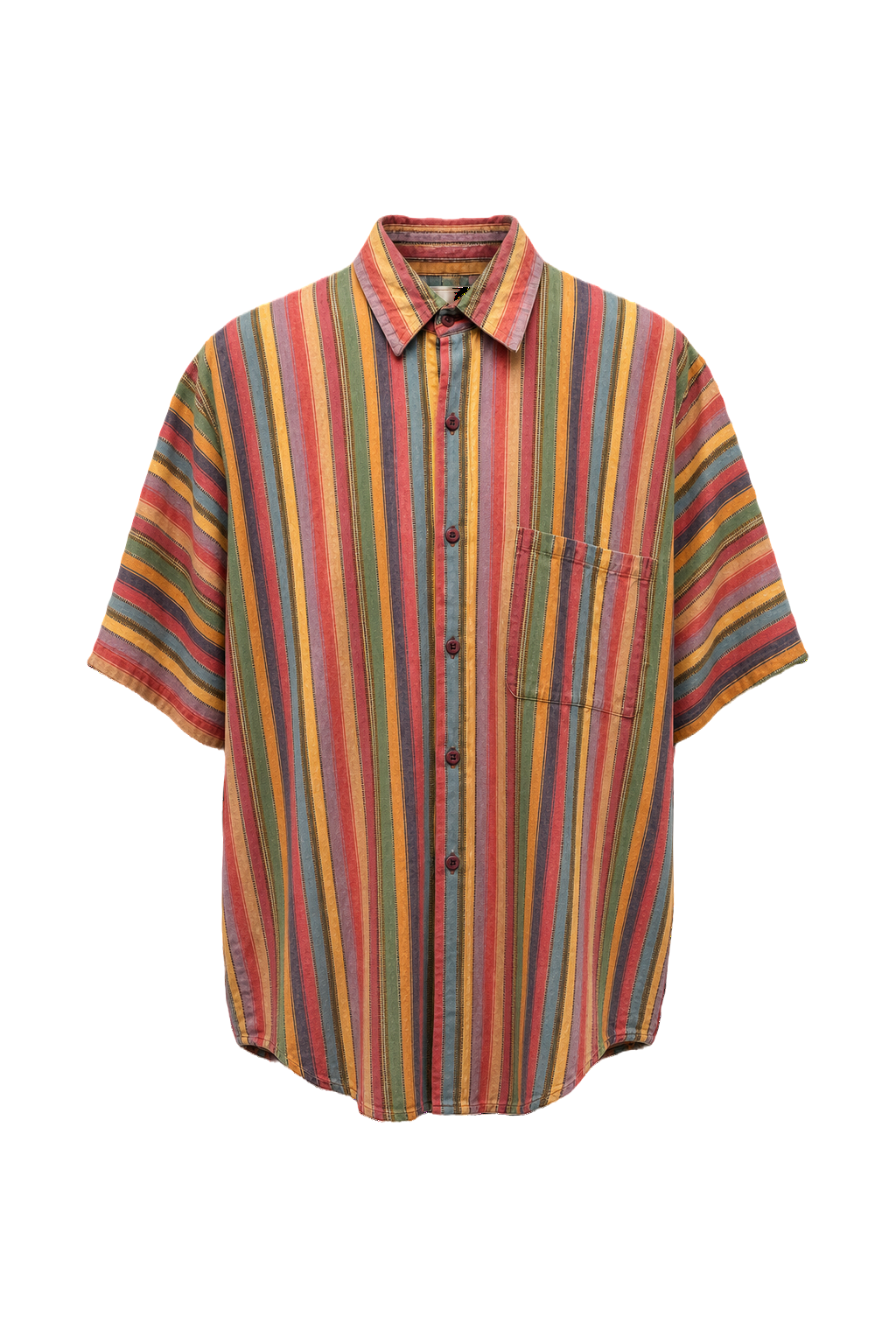 1990s Multicolor Cotton Shirt - Front View