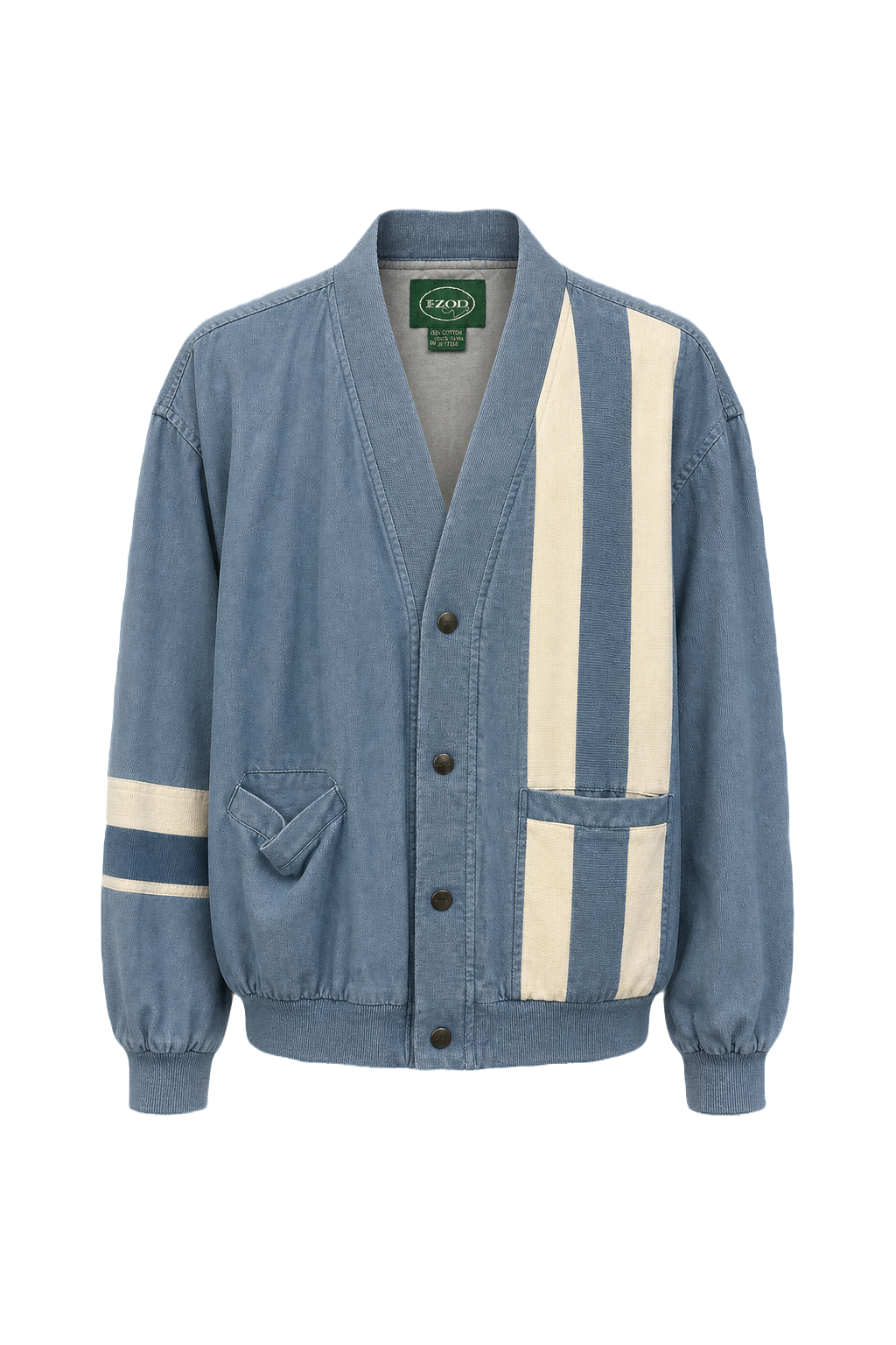 1980s Light Blue Cotton Blend Cardigan - Front View