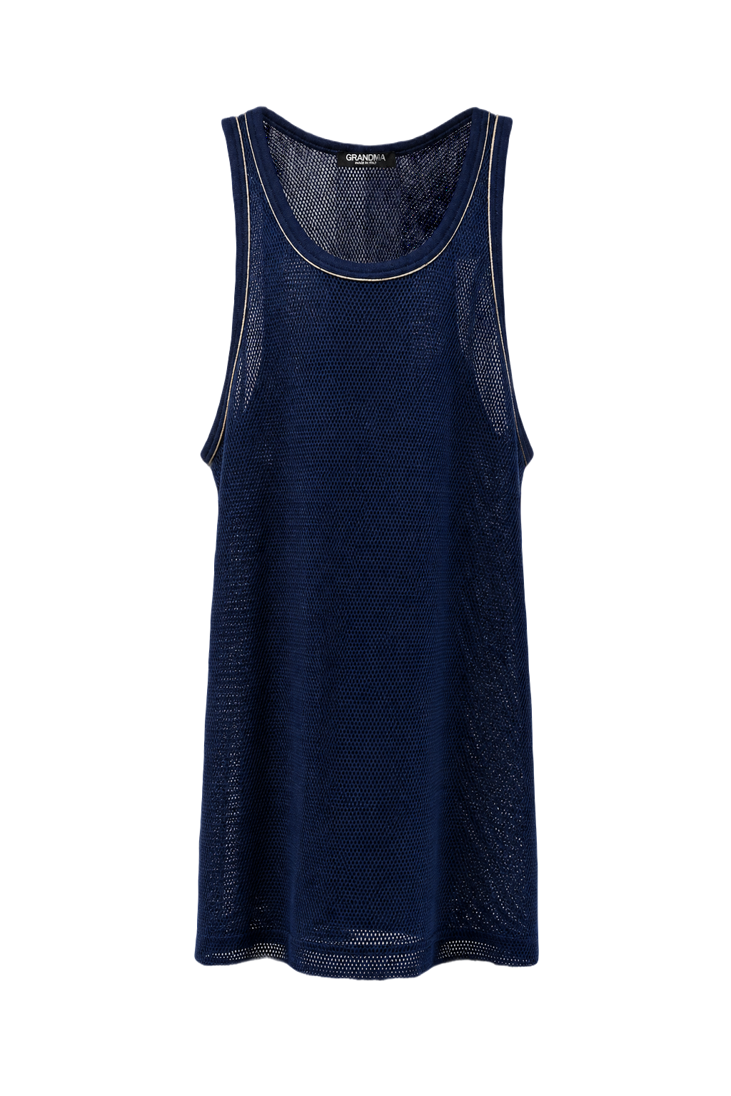 1980s Navy Blue Polyester Tank Top - Front View