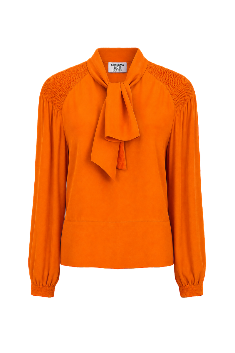 1920s Orange Silk Blouse - Front View