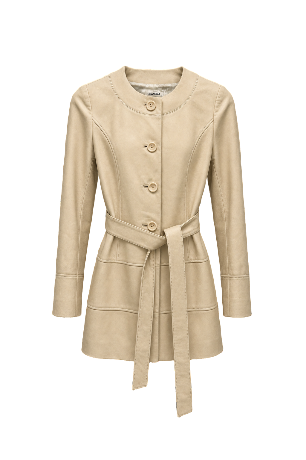 1990s Cream Wool Blend Coat - Front View