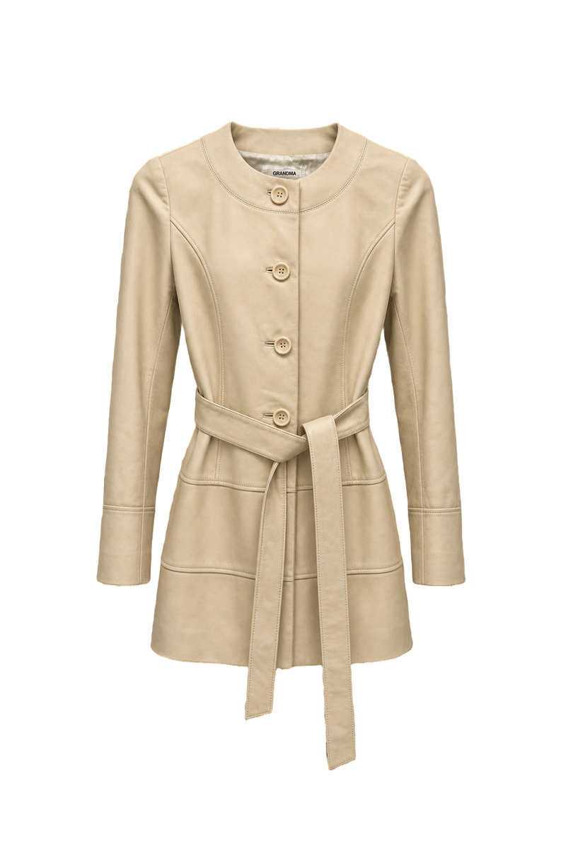 1990s Cream Wool Blend Coat - Front View