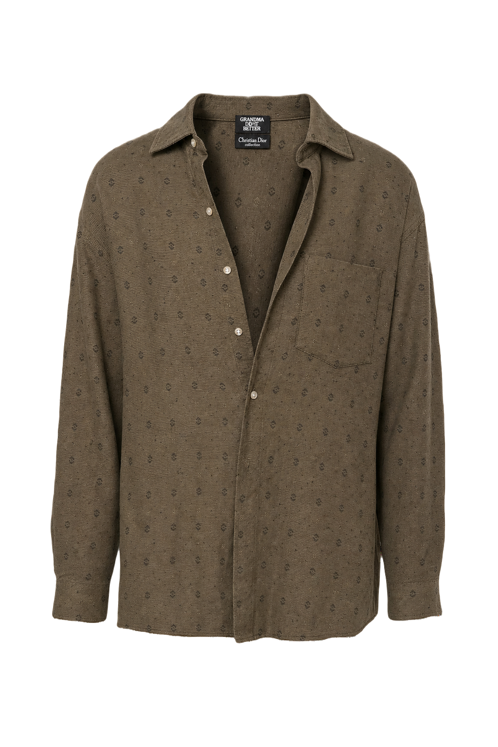 1980s Olive Green Cotton Shirt - Front View
