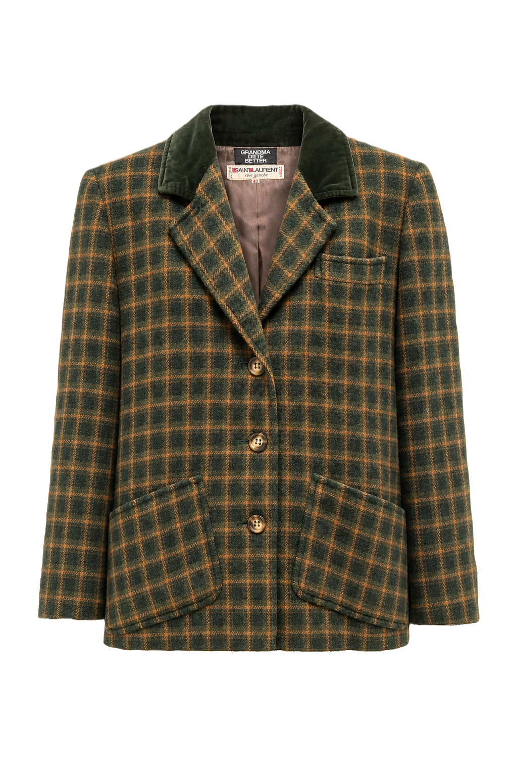 1970s Forest Green Wool Blend Blazer - Front View