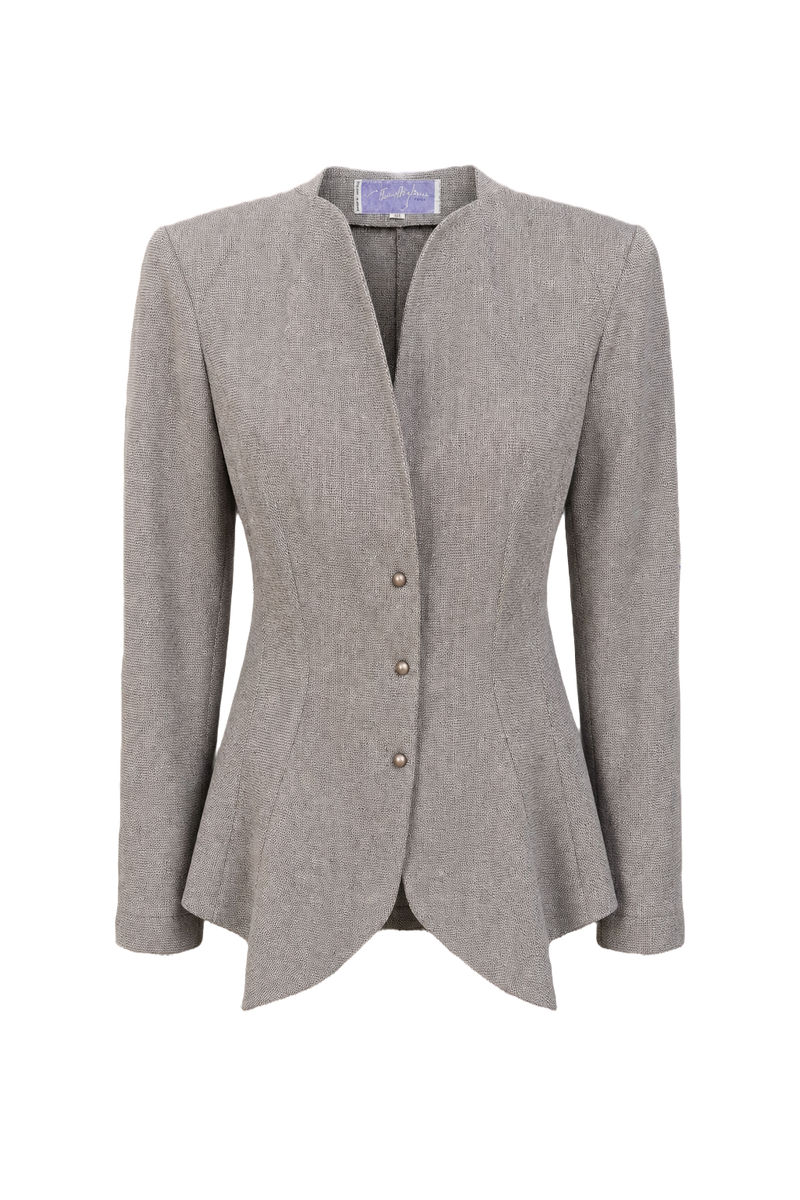 1990s Grey Synthetic Blend Blazer - Front View