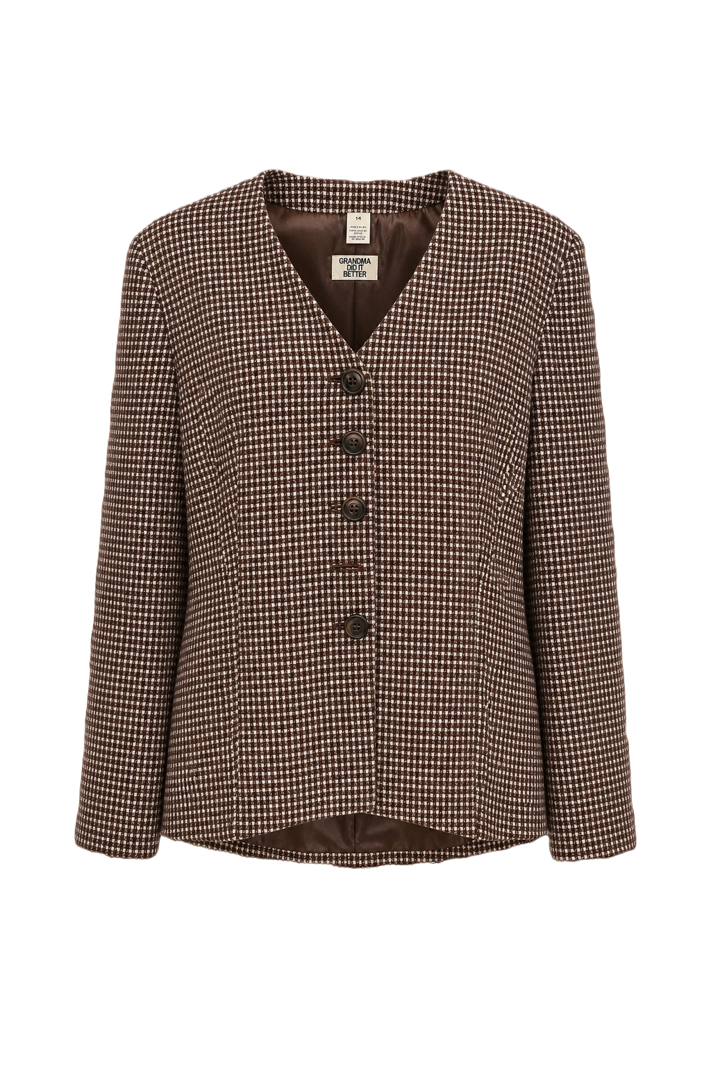 1980s Brown Wool Blend Blazer - Front View